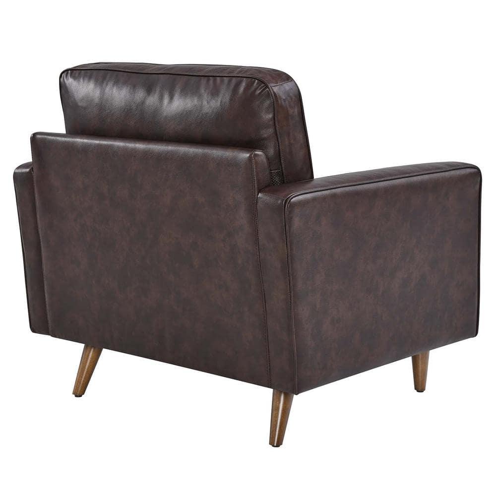 Modway Valour Modern Style Leather and Dense Foam Armchair in Brown Finish
