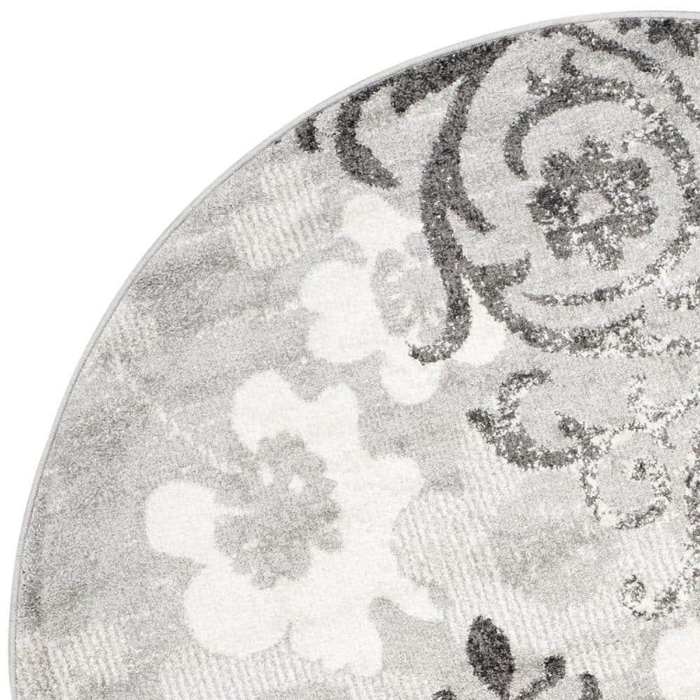 Adirondack ADR114 Machine Made Indoor Area Rug - Silver/Ivory - 6' Round - Safavieh