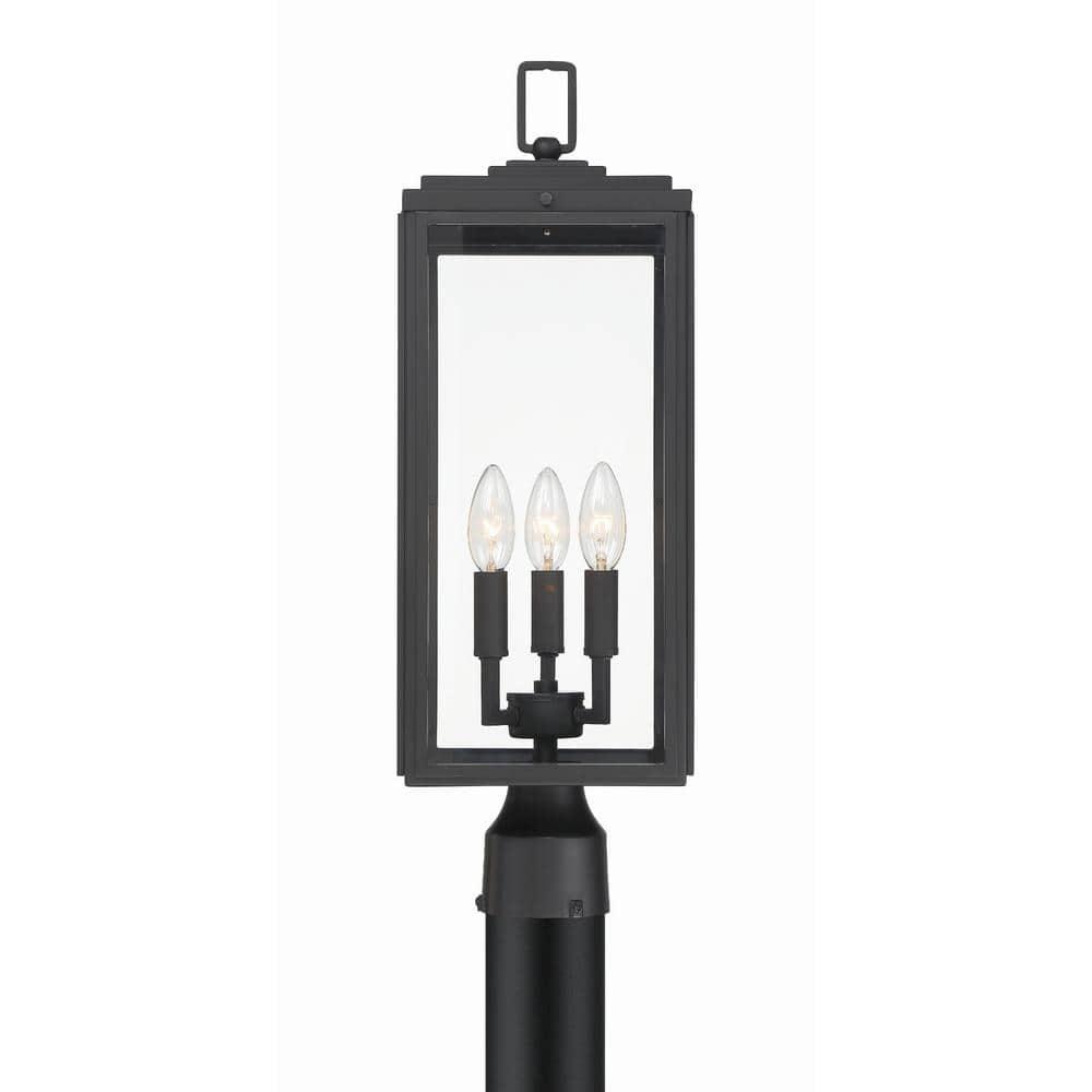 Crystorama Lighting Byron 3 - Light Post Light in  Matte Black