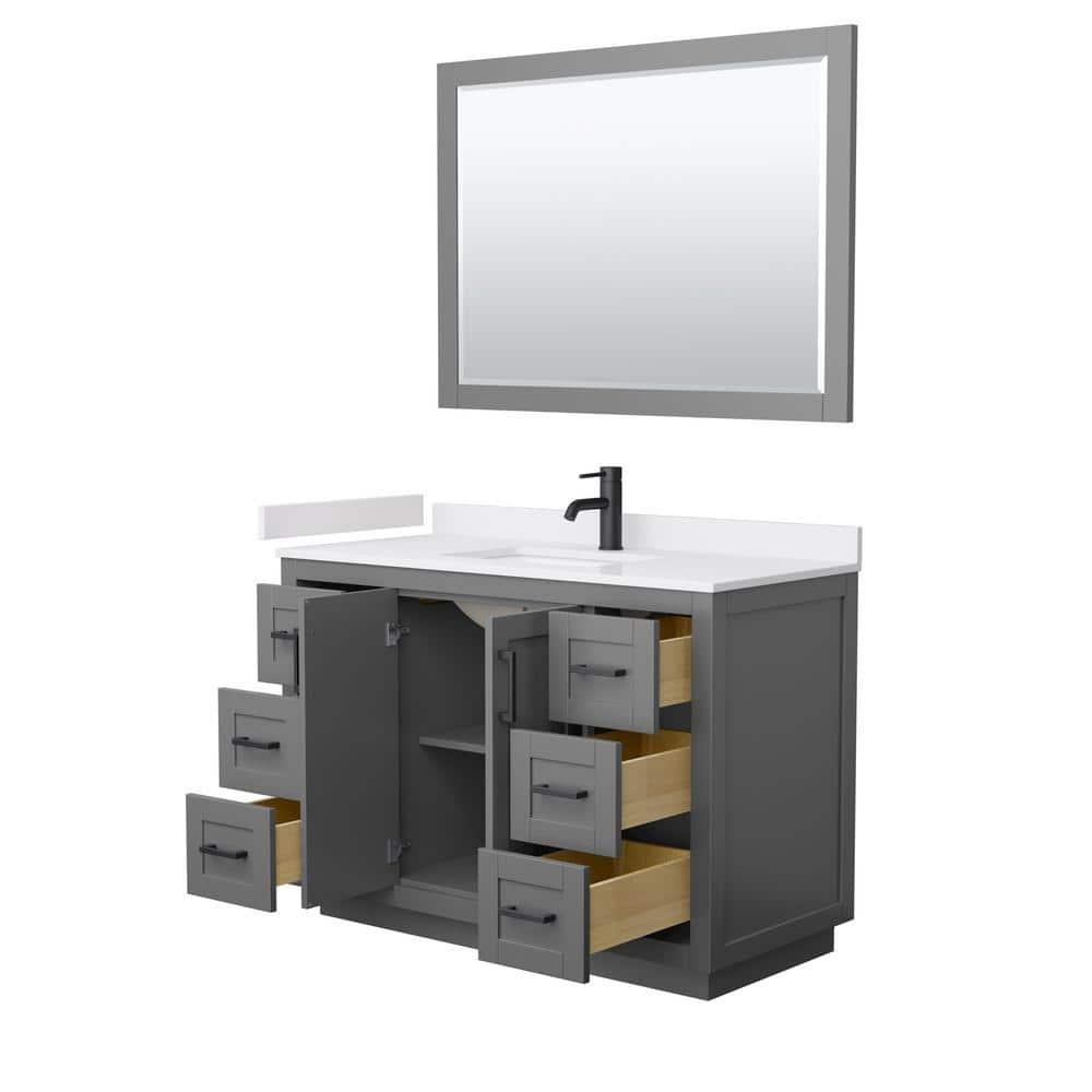 Wyndham Collection Miranda 48" Freestanding Single Bathroom Vanity with Cultured Marble Top with 46" Mirror