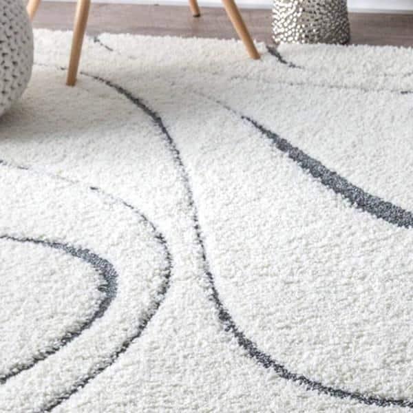 Nuloom Carolyn Abstract 3x5 Accent Shag Indoor Area Rug for Living Room Bedroom Dining Room Nursery Entryway, Beige/Grey