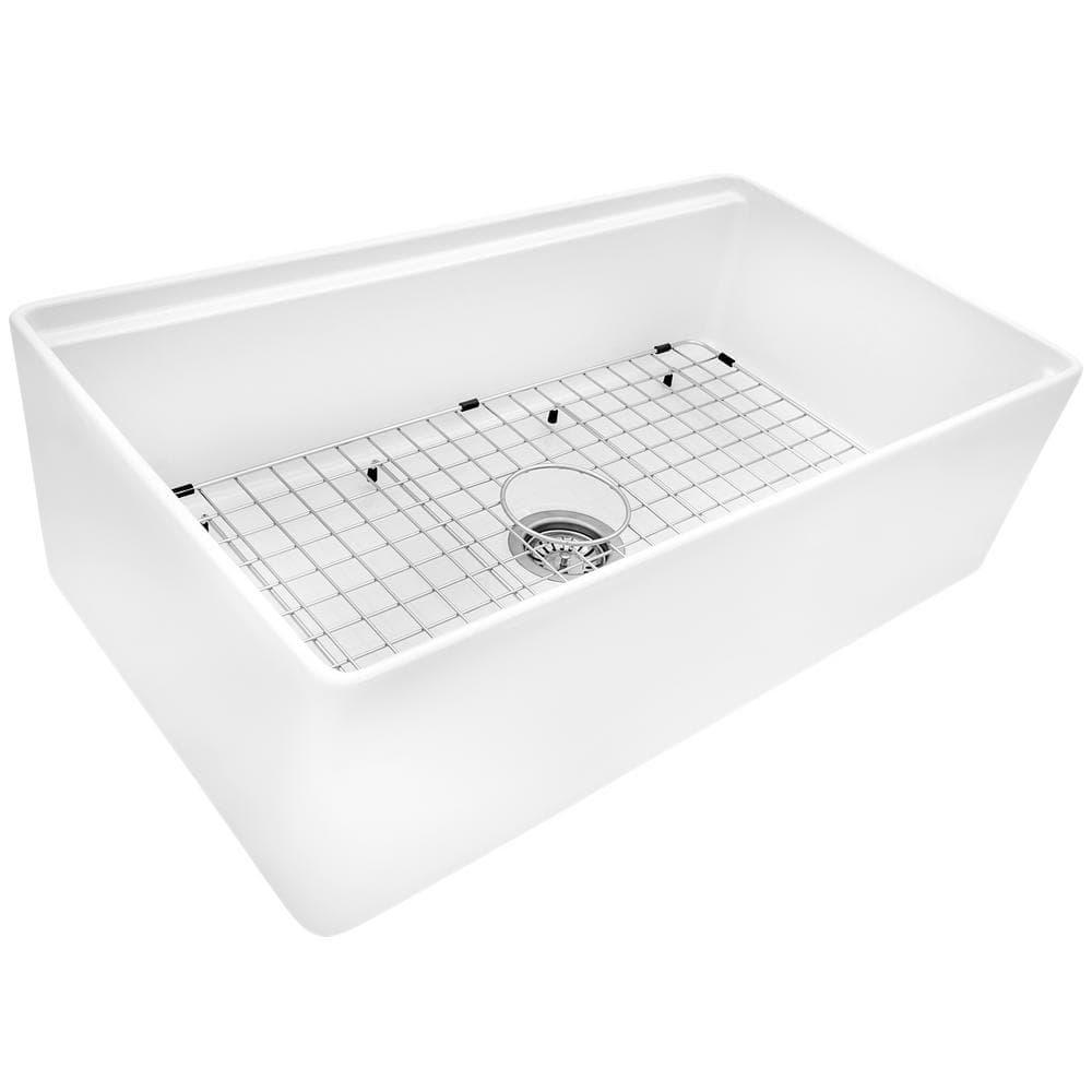 Ruvati 33 inch Fireclay Workstation Farmhouse Kitchen Sink Apron Front Single Bowl