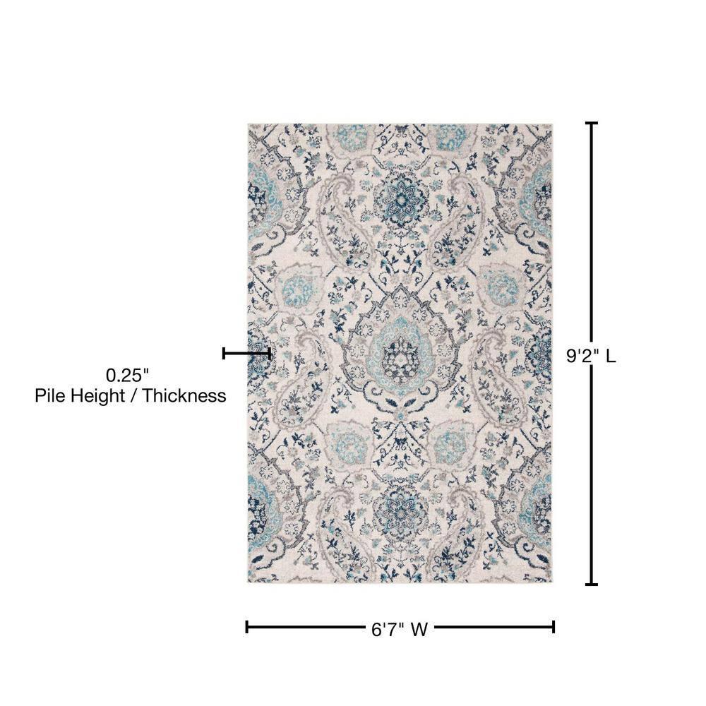 Madison MAD600 Power Loomed Indoor Area Rug - Cream/Light Grey - 6'7"x9'2" - Safavieh
