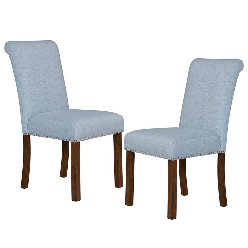 510 Design Aubrey Upholstered Dining Chairs with Silver Nailhead Trim - Set of 2 - Natural (Set of 2)
