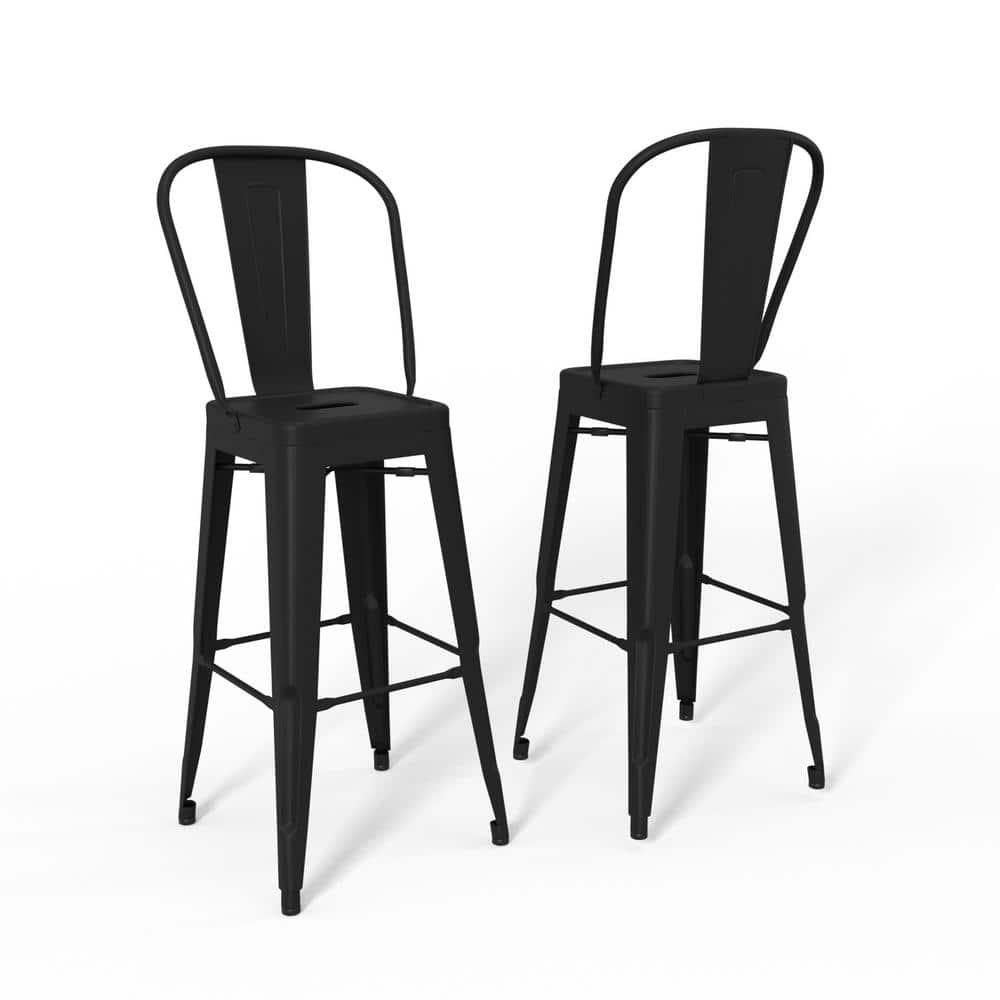 Simpli Home Fletcher Counter Stool with Metal Frame (Set of 2)