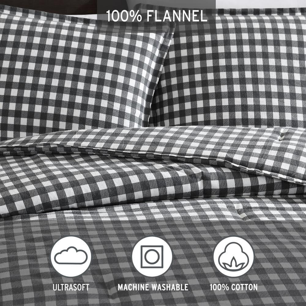 Eddie Bauer Eddie Bauer Preston Grey Cotton Flannel Reversible Comforter Set