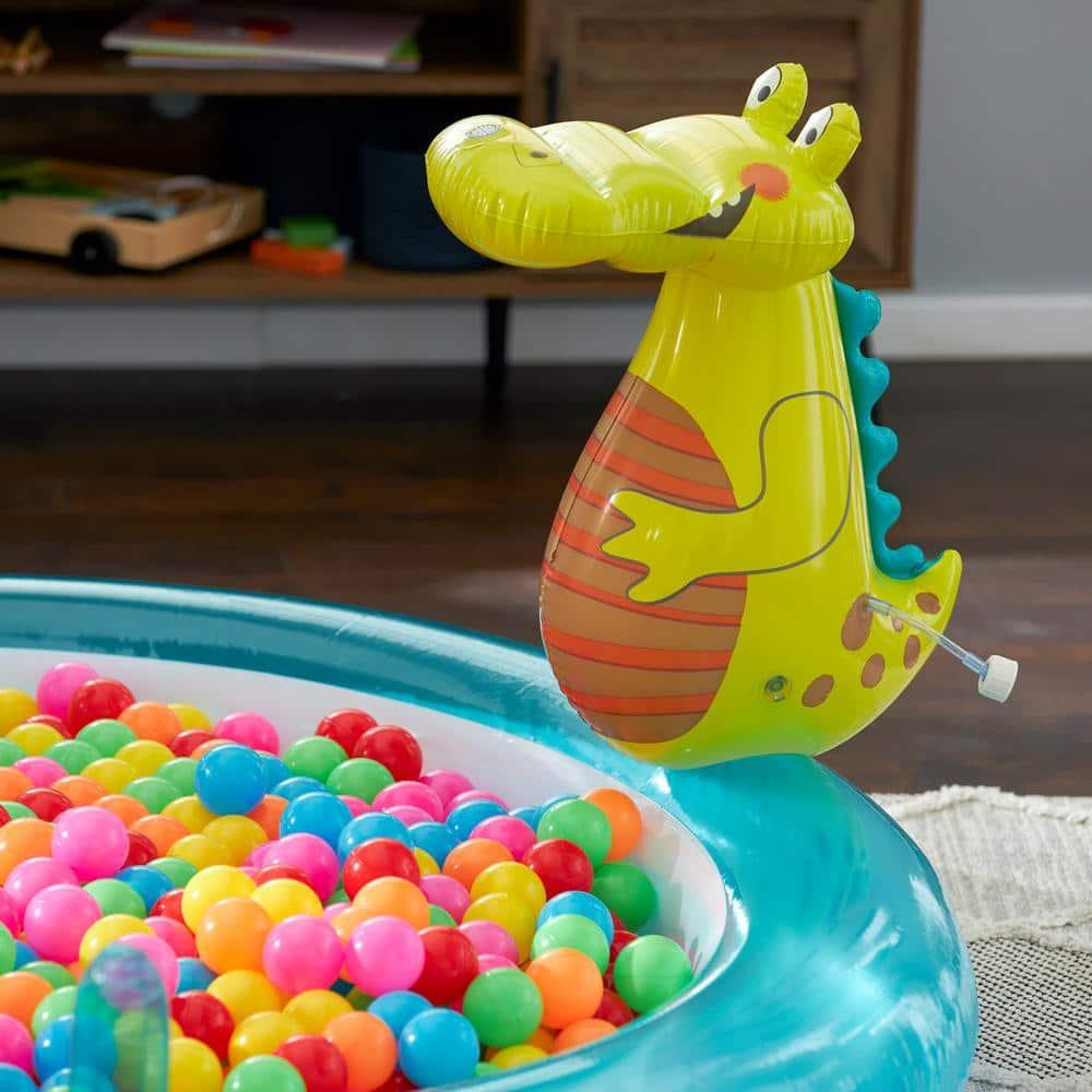 Intex 57165EP Gator 6.6ft x 5.6ft x 4in Outdoor Inflatable Kiddie Pool Water Play Center with Slide, for Toddlers Ages 2 and Up