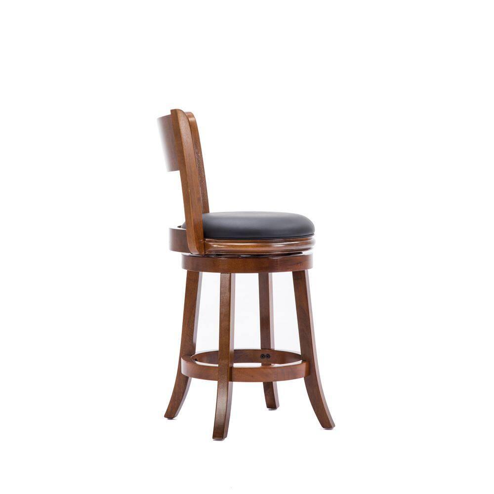 Boraam 24" Palmetto Swivel Hardwood Counter Height Barstool Walnut: Upholstered, Lacquered Finish, Foam Filled