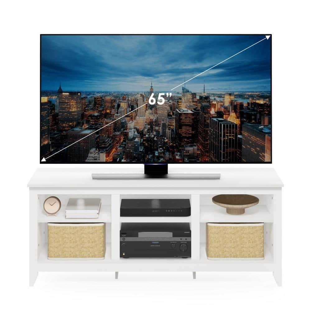 Furinno Jensen TV Entertainment Center for TV up to 65 Inch, Solid White