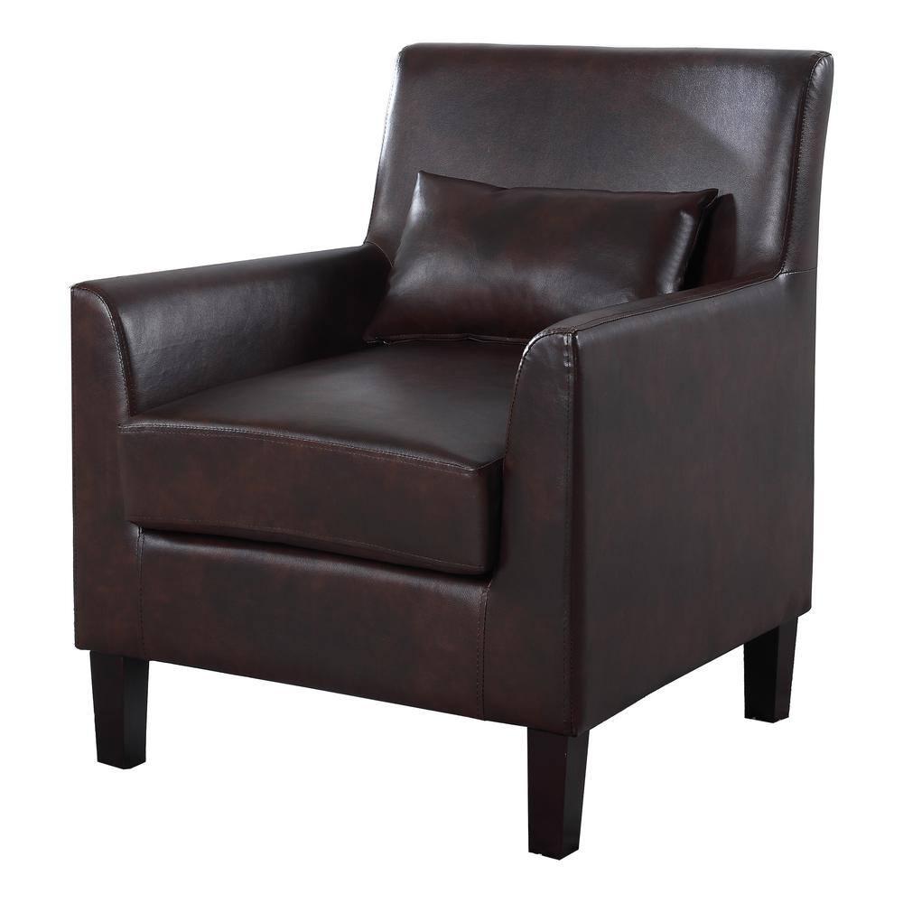 Best Master Cassidy Faux Leather Living Room Accent Arm Chair in Espresso