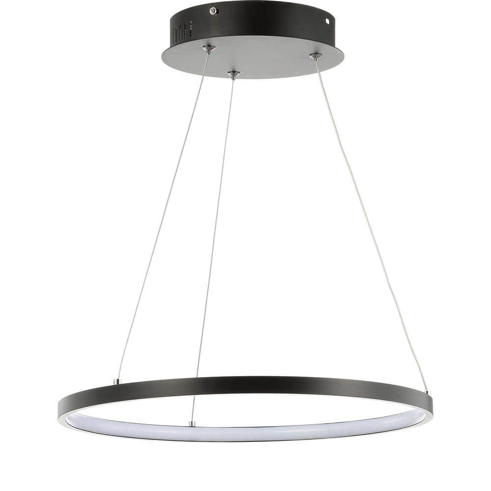 Bradley 15.7" Round Integrated LED Metal Pendant, Matte Black