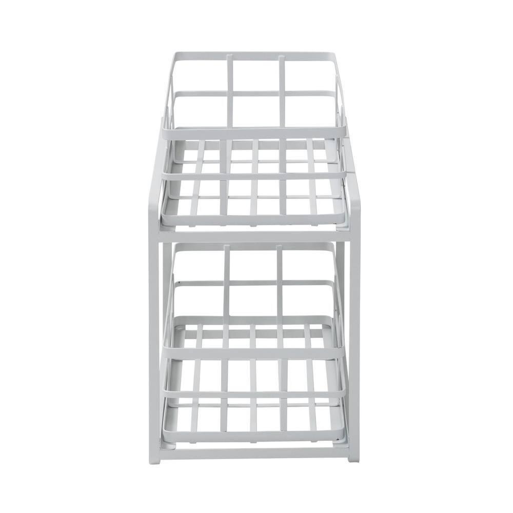 Honey-Can-Do Flat Wire Sliding Basket Organizer - White: Kitchen Organizer, Under Sink Storage, Steel, 12" H x 14" W x 8" D