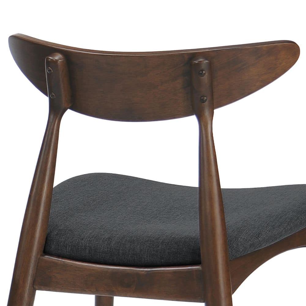 Christopher Knight Home Barron Mid Century Modern Rubberwood Fabric Upholstered Dining Chairs (Set of 2), Charcoal/Walnut
