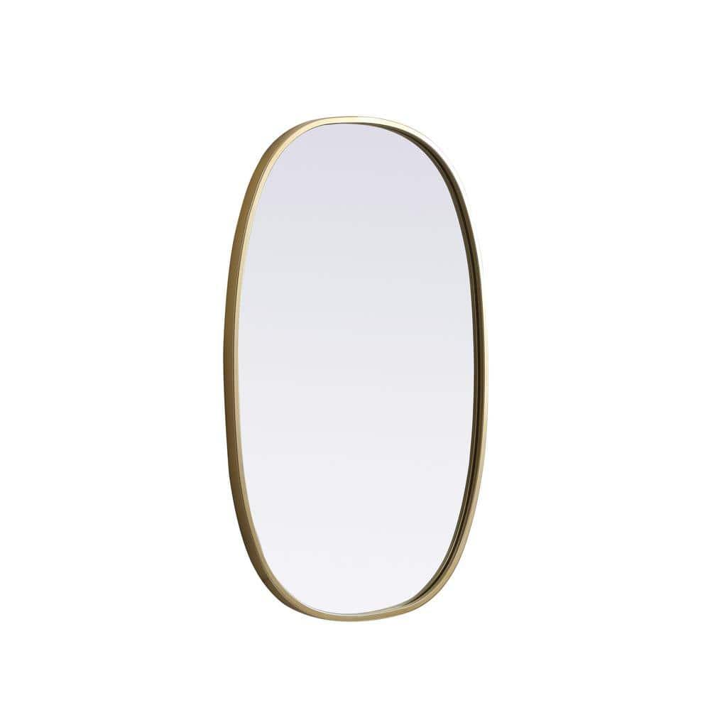 Elegant Lighting Metal Frame Oval Mirror 20x30 Inch in Brass