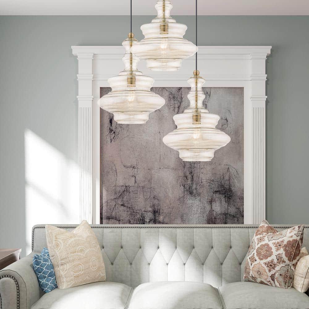 Livex Lighting Art Glass 1 - Light Pendant in  Antique Brass