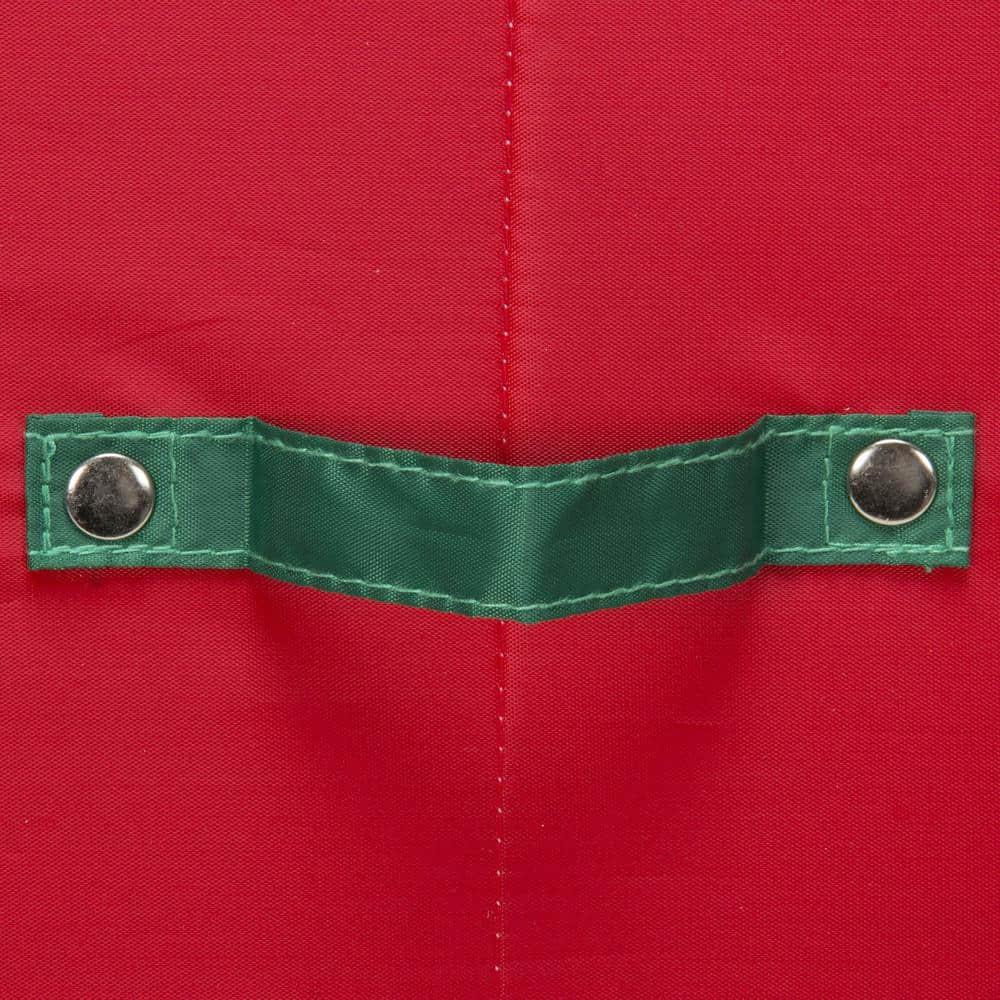 Household Essentials Holiday Stemware Storage Box, Windowed Storage with Lid, 12 Storage Compartments, Red with Green Trim