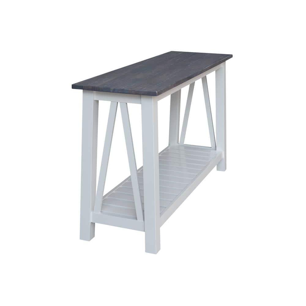 Surrey Solid Wood Console/Sofa Table in White/Heather Gray