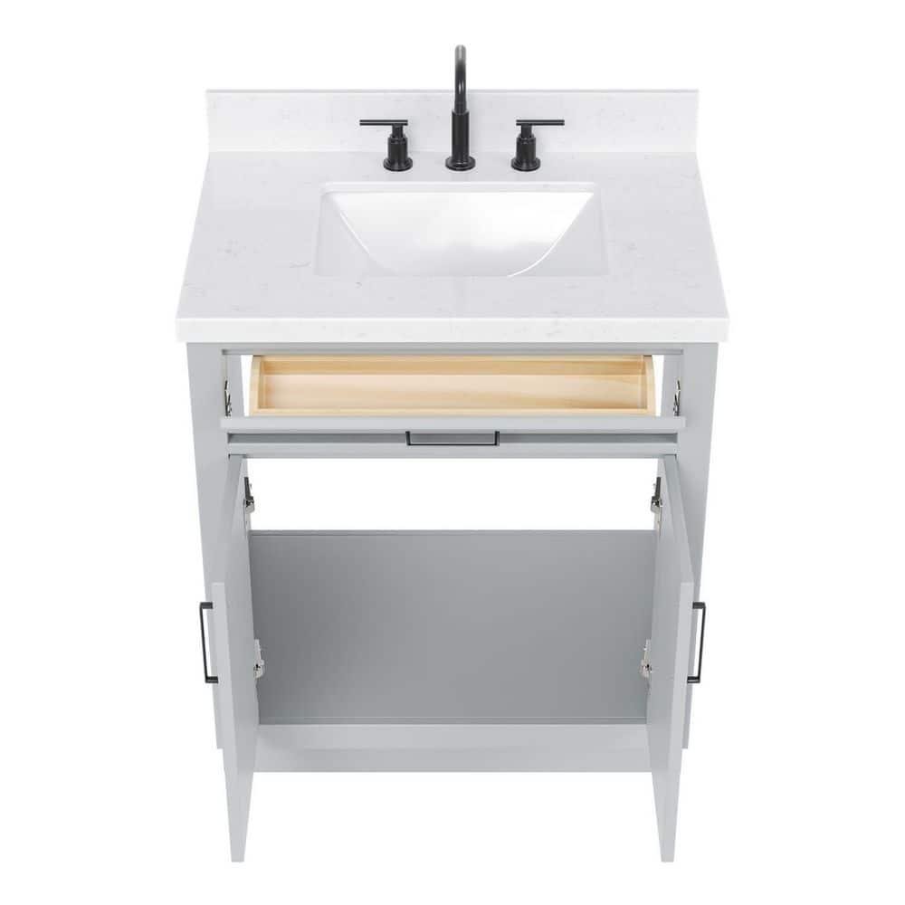 Tidworth 30.25'' Single Bathroom Vanity with Carrara Quartz Top