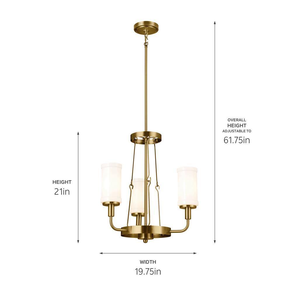 Kichler Lighting Vetivene 3 - Light Chandelier in  Natural Brass