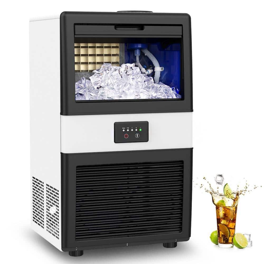 Commercial Ice Maker Machine, 70 LBS/24H Under Counter Large Ice Machine w/ 10 LBS Capacity Ice Storage Bin, 2 Water Inlet Modes, Freestanding & Built in Ice Maker for Bar/Home/Office/Shop, White