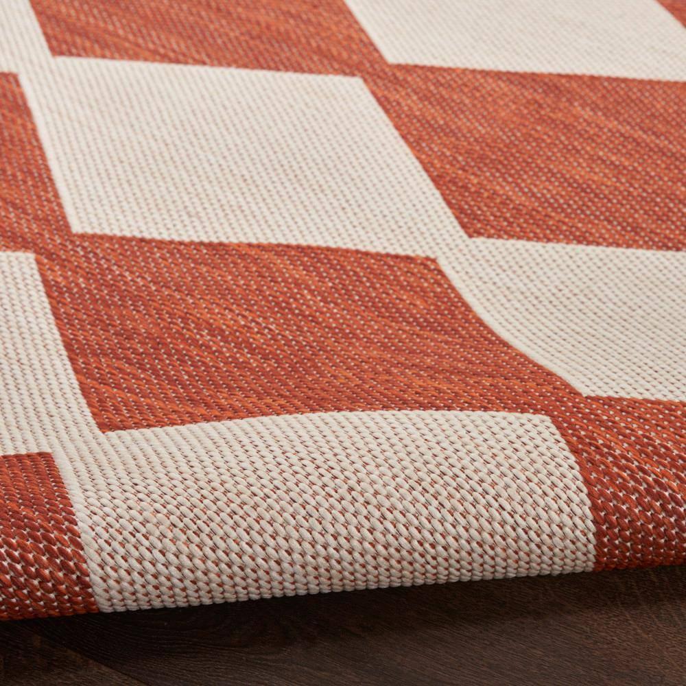Nourison Positano Retro Diamond Flatweave Indoor Outdoor Low Pile Area Rug Terracotta 7' x 10'