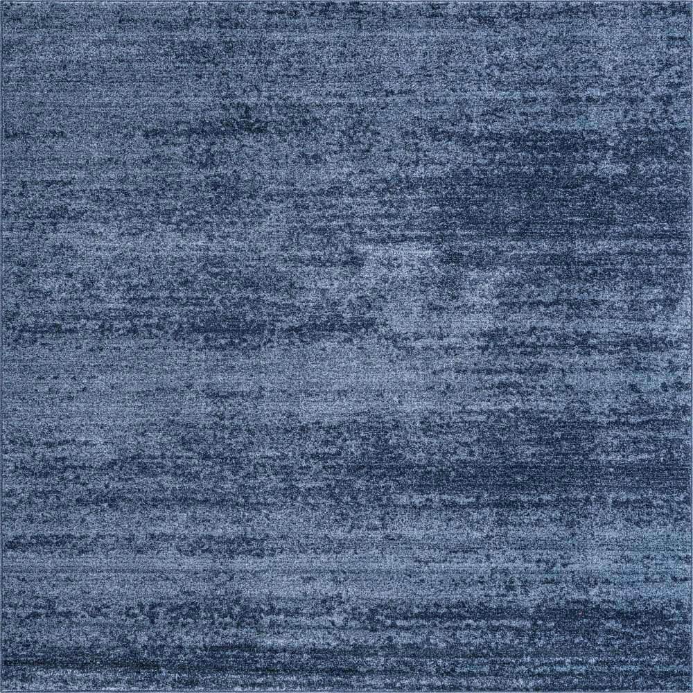 Unique Loom Del Mar Collection Area Rug - Lucille (7' 10" Square, Navy Blue/ Ivory)