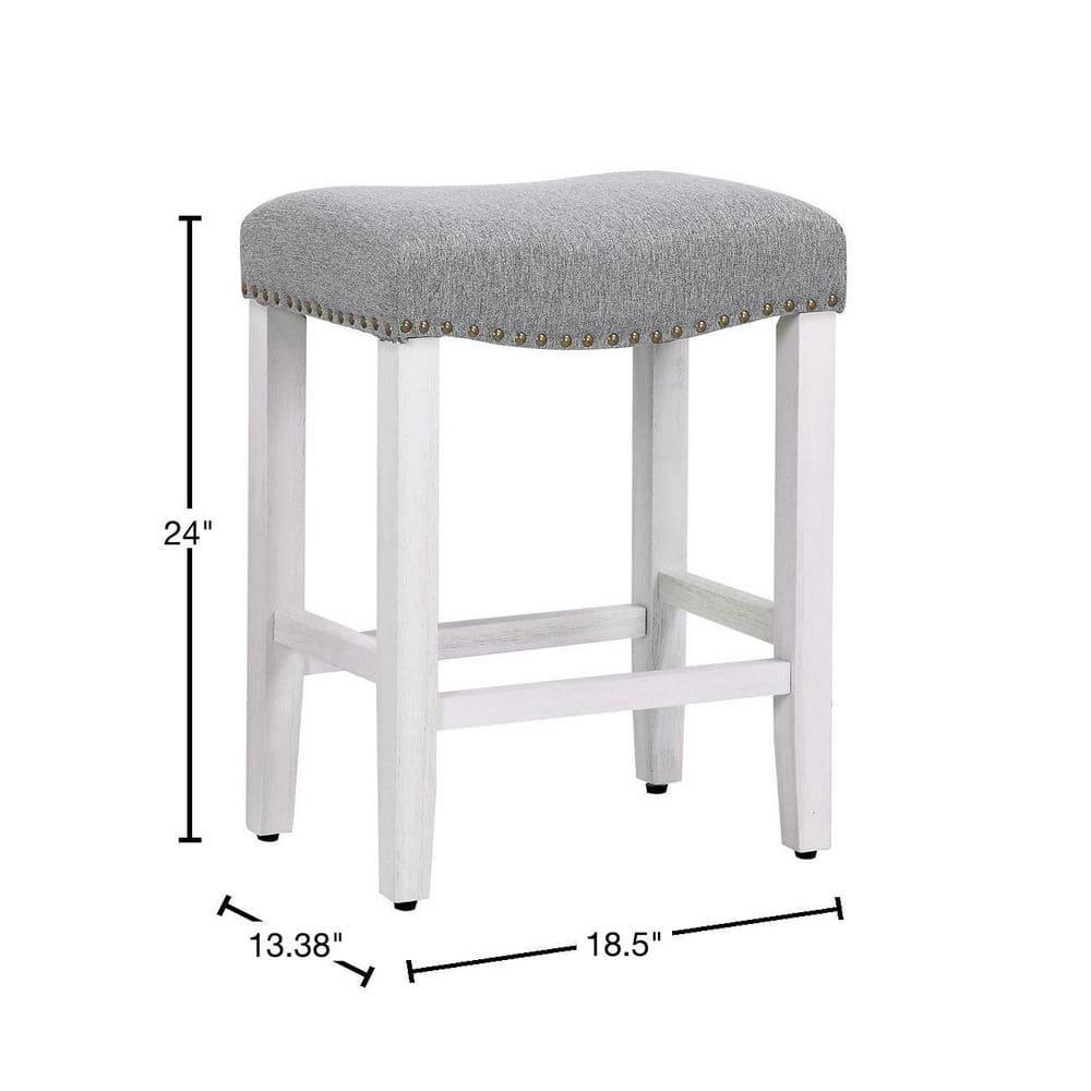 Polytrends Jameson Upholstered Polyester Antique White 24 Inch Counter Stool (Set Of 2) Antique White/Gray Metal Foam Upholstered Polyester Cabin &
