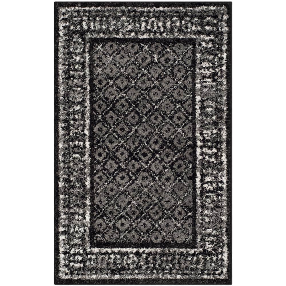 Adirondack ADR110 Machine Made Indoor Accent Rug - Black/Silver - 2'-6"x4' - Safavieh