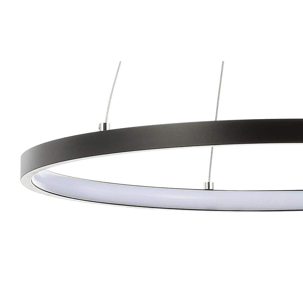 Bradley 15.7" Round Integrated LED Metal Pendant, Matte Black