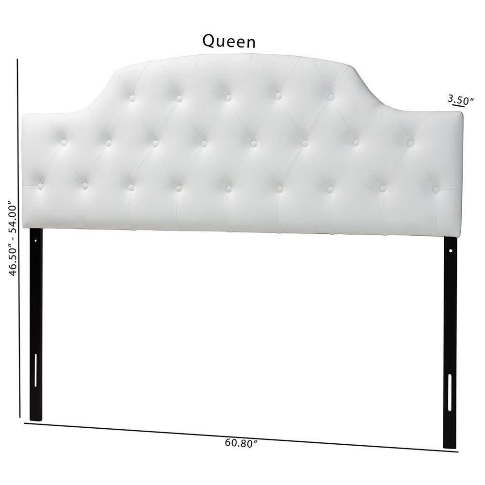 Queen Morris Modern And Contemporary Faux Leather Upholstered Button-Tufted Scalloped Headboard White - Baxton Studio: Curved, Adjustable