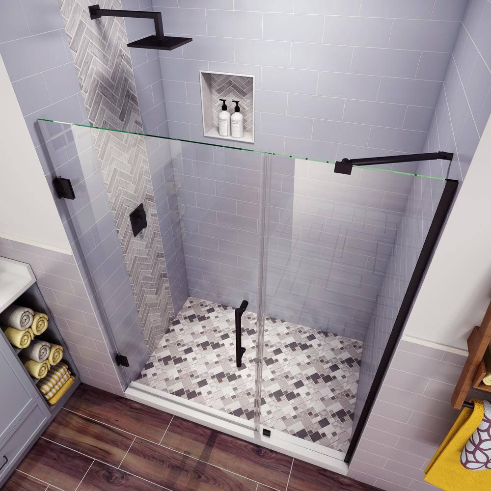 Aston Sdr965ez-5828-10 Belmore 72" High X 58" Wide Hinged Frameless Shower Door - Black