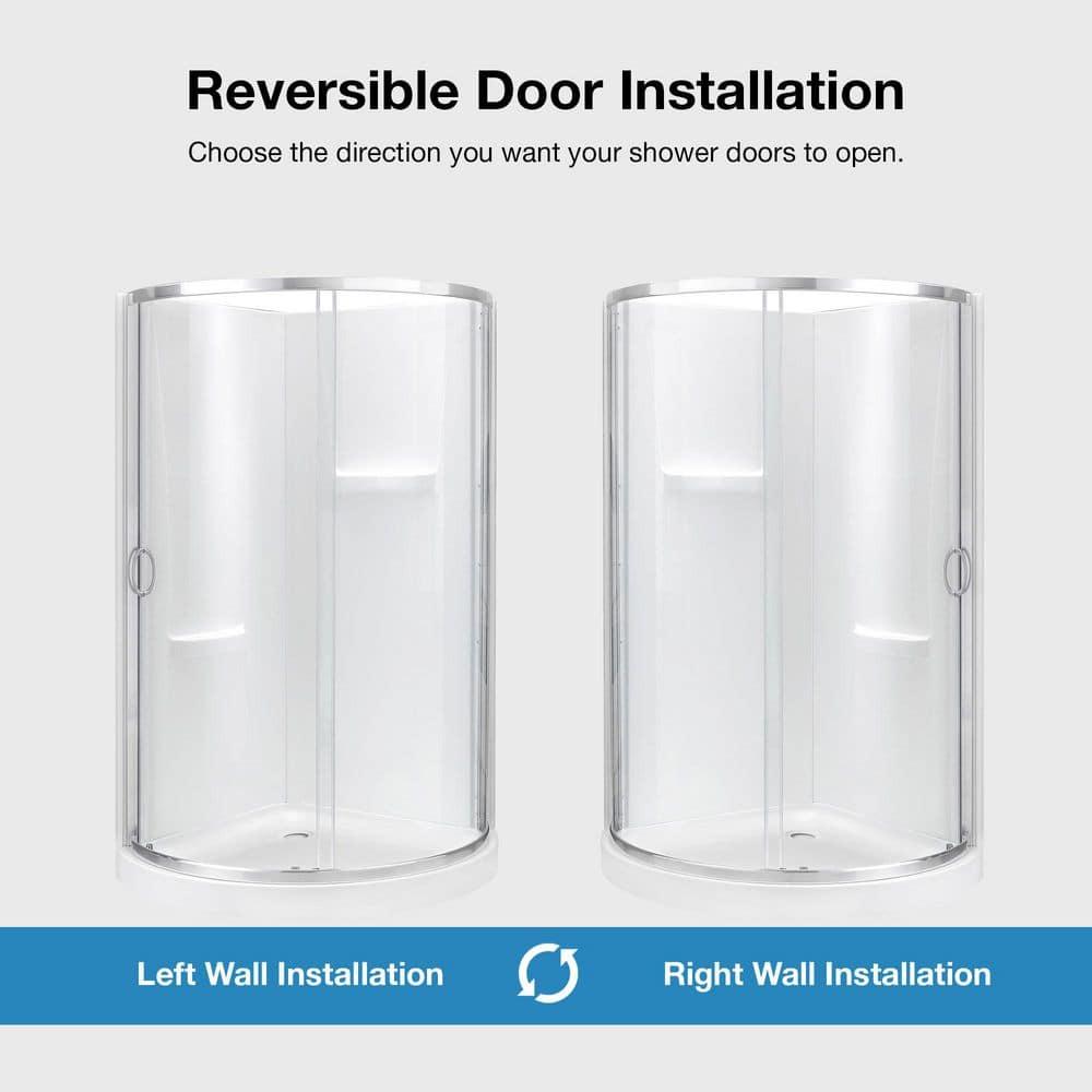 OVE Decors Breeze 33 in. Framed Round Shower Kit w/ Clear Glass, Base, Wall