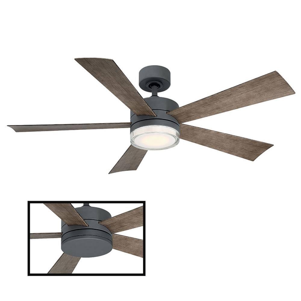 Wynd 5 - Blade Outdoor /Indoor Smart Ceiling Fan with Remote Control and LED Light Kit Included
