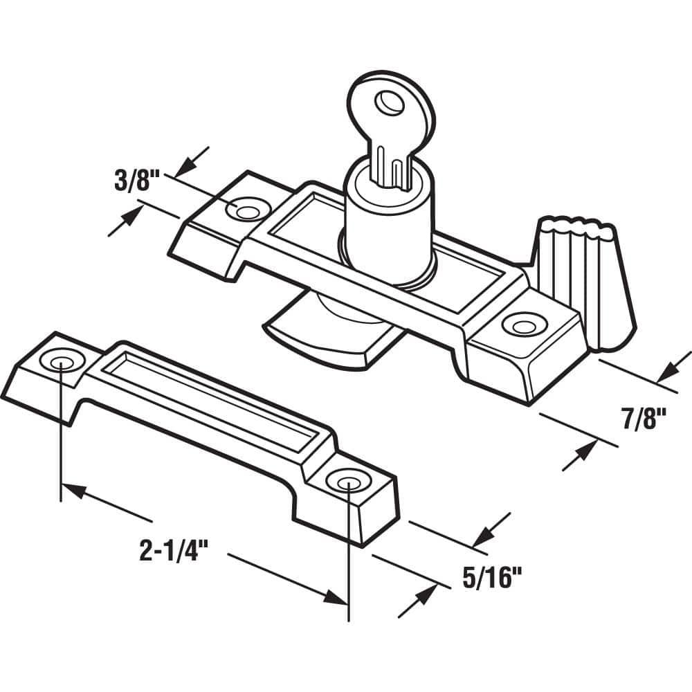 Keyed Child-Proof Sash Lock, 2-1/4 in. Hole Centers, Diecast Zinc, Painted Black, (Single Pack)
