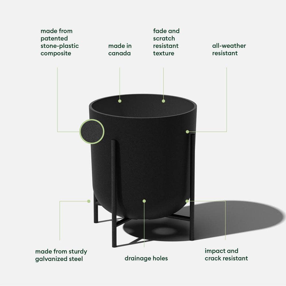 Veradek Mason Series Raised Kona 15" Plastic-Stone Planter with Stand - (Black/1 Pack)