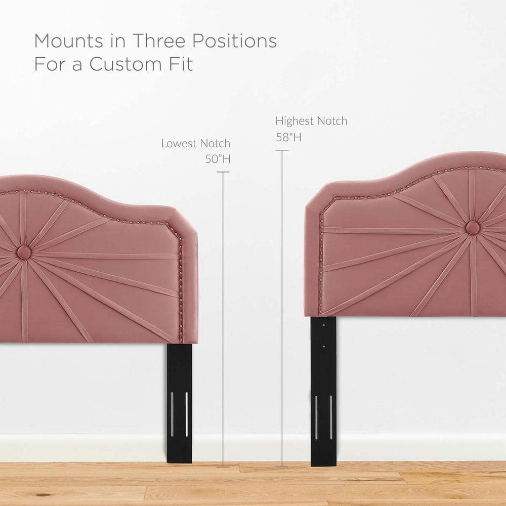 Modway Kristin Pleated Velvet King/California King Headboard in Dusty Rose
