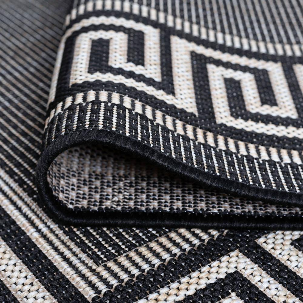 Tayse Eco Area Rug ECO1000 Transitional Black Banded Rows 5' 3" x 5' 3" Round