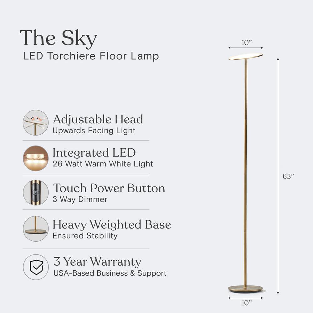 Brightech Sky Industrial 63 in. Dimmable LED Floor Lamp with Adjustable Head