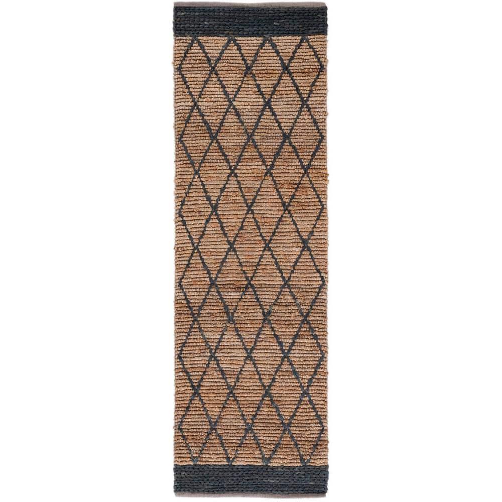 Natural Fiber NF951 Hand Loomed Runner Rug - Natural/Black - 2'6"x8' - Safavieh.