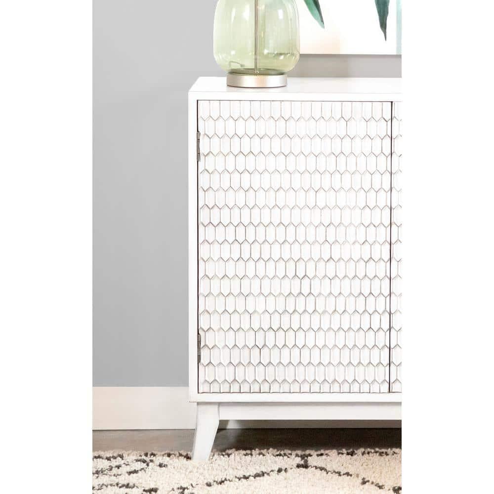 Coaster Contemporary Wood Rectangular 2-Door Accent Cabinet in White