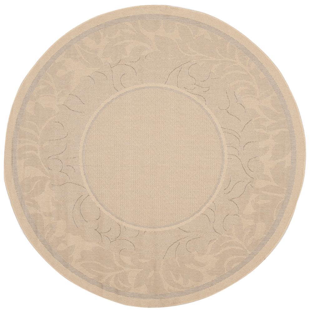 Courtyard CY1704 Power Loomed Indoor and Outdoor Area Rug - Natural/Brown - 5'3" Round - Safavieh