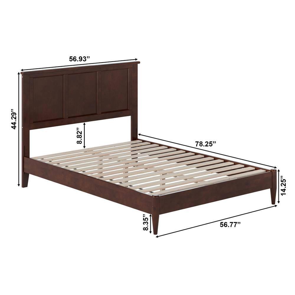 AFI Charlotte Full Solid Wood Low Profile Platform Bed, Walnut