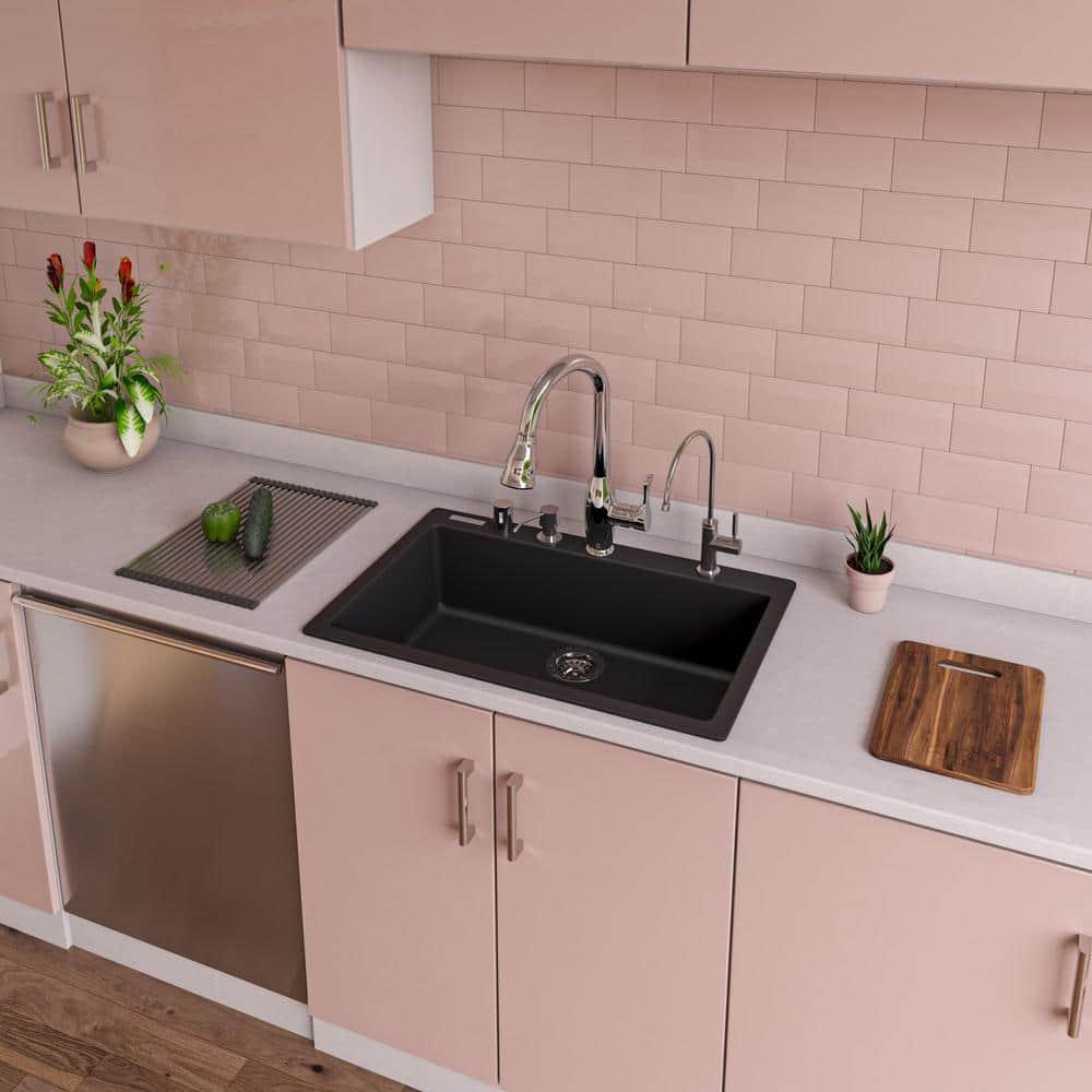 29.88'' L Drop-In Single Bowl Granite Kitchen Sink