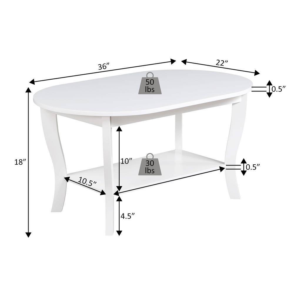 Convenience Concepts Classic Storage Oval Medium Density Fiberboard Coffee Table with Shelf, Black