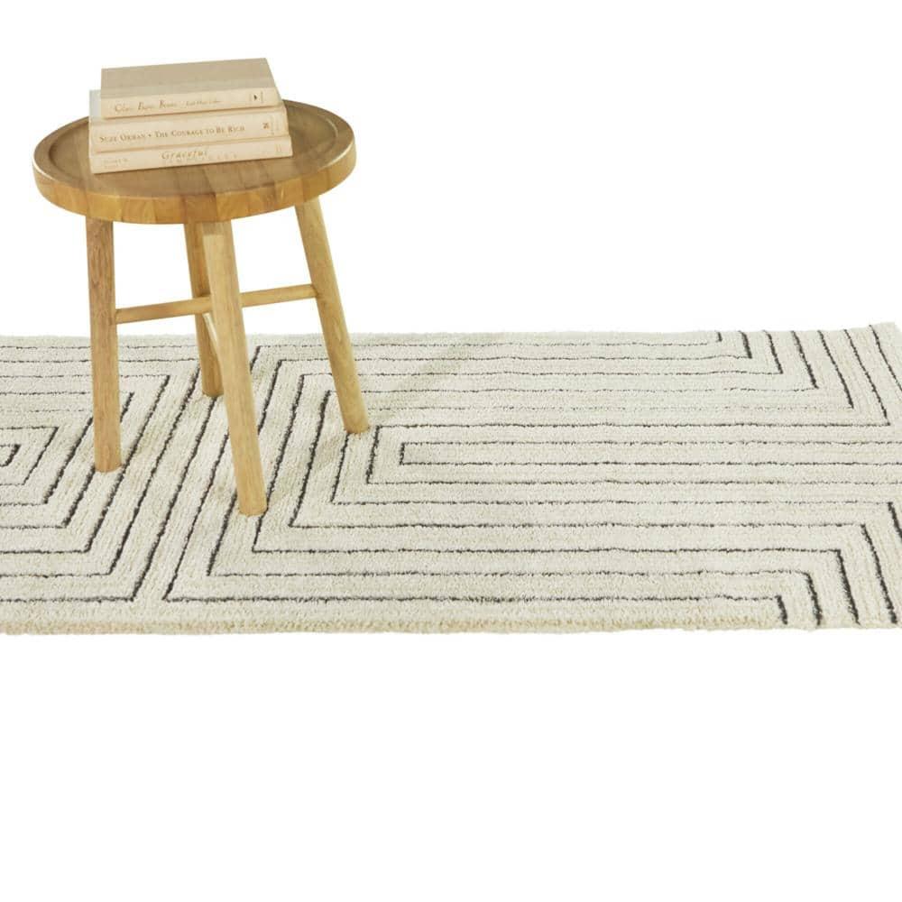 Balta Rugs 2'7"x7' Carmody Transitional Geometric Rug Cream: Off-White Runner, Medium Pile, Indoor Use