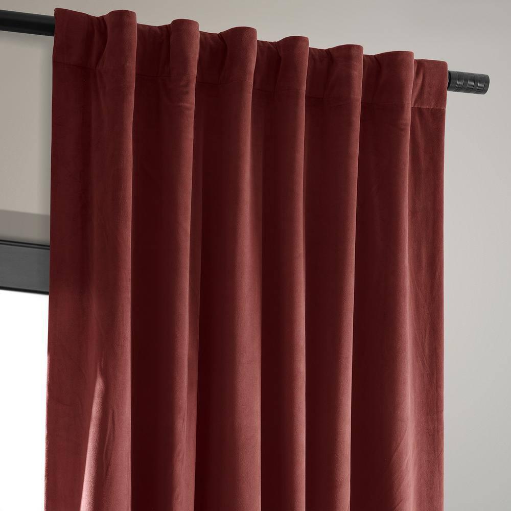 Half Price Drapes Signature Crimson Rust Velvet Blackout Curtains For Bedroom(1 Panel), 50WX 108L