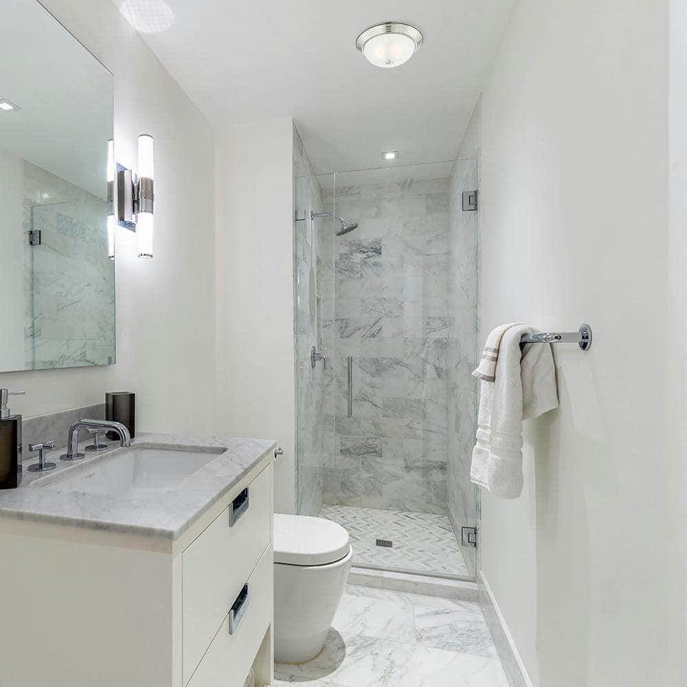 1257M-SP-W-Designers Fountain-13 Inch 2 Light Flush Mount-Satin Platinum Finish-Etched Glass Color