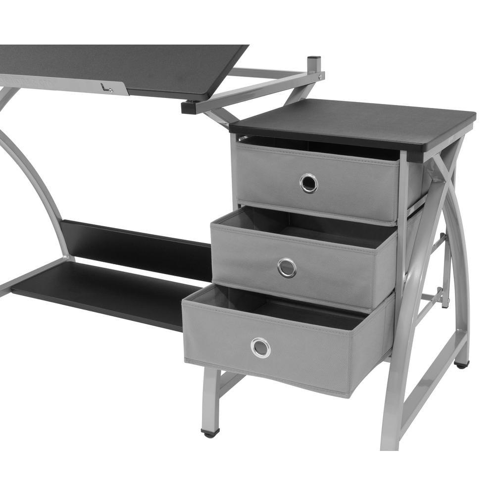 Comet Plus Drawing Table and Stool Set Silver/Gray - studio designs: Adjustable Top, Storage Drawers, Padded Seat