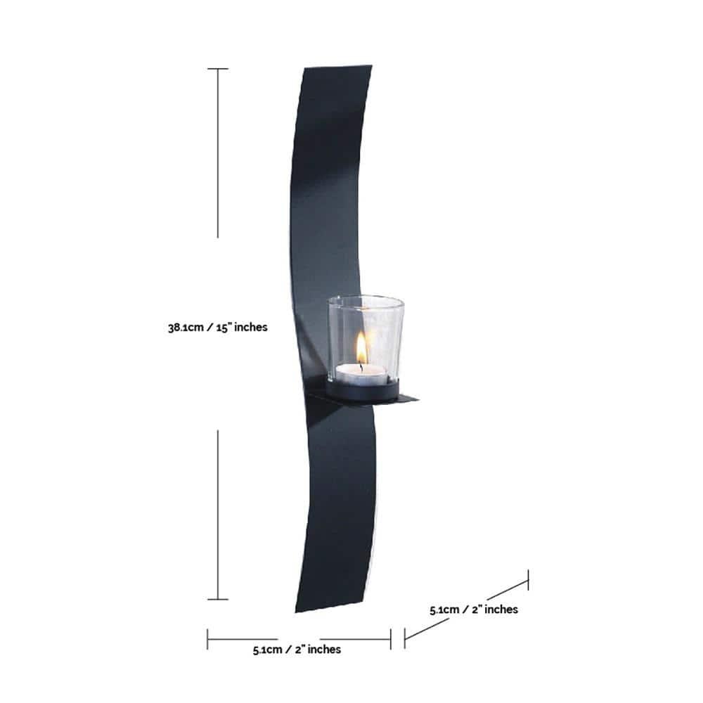 Art Maison Black Wall Sconce Candle Holder, Glass & Metal Wall Decor for Living Room, House Sconce 2"x15", Hanging Candle Sconces Wall Decor Set of 2