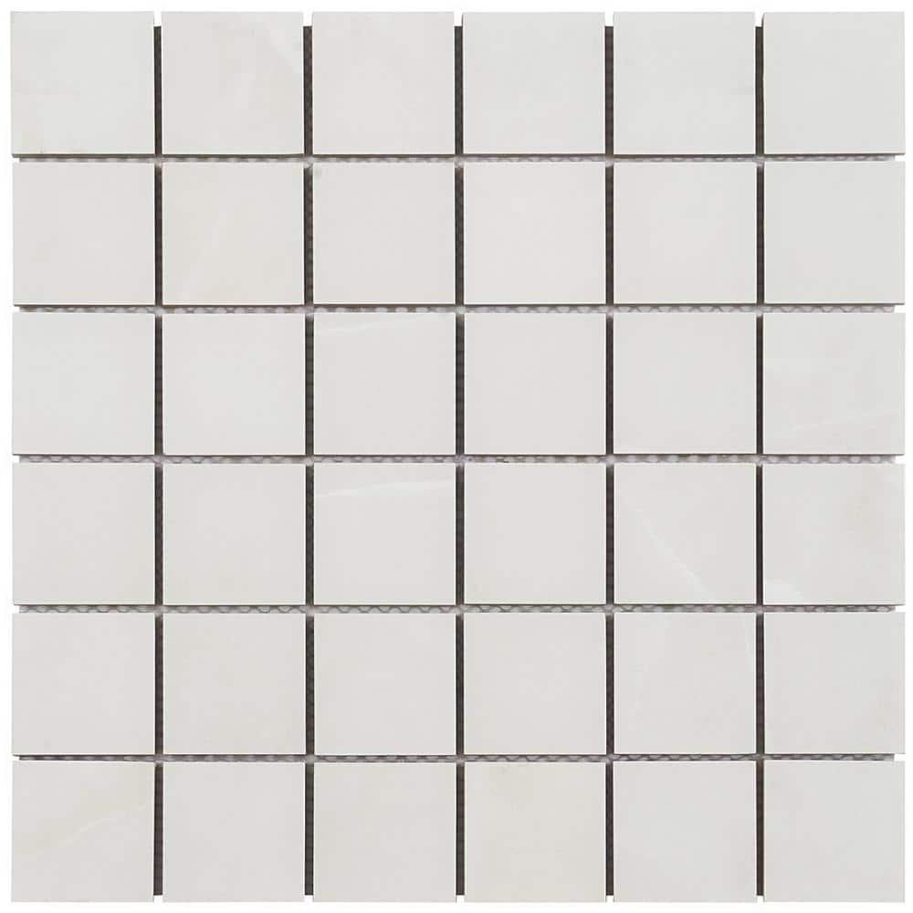 Saroshi Onyx Bianco 11.81 in. x 11.81 in. Matte Porcelain Floor and Wall Mosaic Tile (0.96 sq. ft./Each)